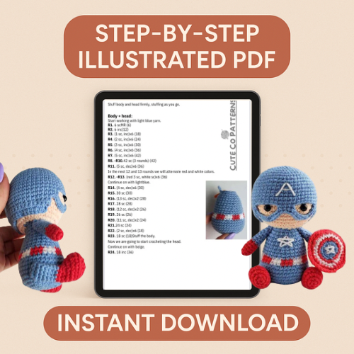Captain America Kawaii - Amigurumi Pattern PDF
Transform the legendary Captain America into a cute kawaii creation.